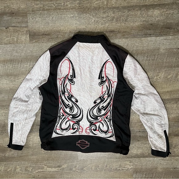 Harley Davidson Women’s Motorcycle Jacket Black PINK TRIBAL Graphic XL Y2K READ - Picture 2 of 10